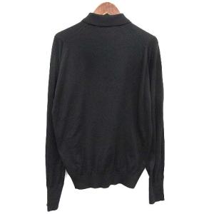 JOHN SMEDLEY ポロシャツ 英国製 長袖 コットン ニット 無地 M 黒 ブラック