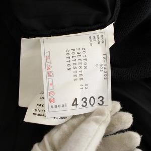 sacai 19SS バックオープンプリーツレイヤードワンピース 半袖 切替 ニット L ブラック