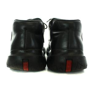 PRADA SPORT スクエアトゥ スニーカー シューズ レザー 7.5 26.5cm 黒 ブラック