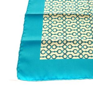 HERMES スカーフ 総柄 ブルー ベージュ