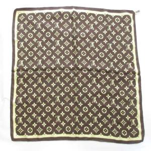 スカーフ モノグラム シルク ブラウン ベージュ