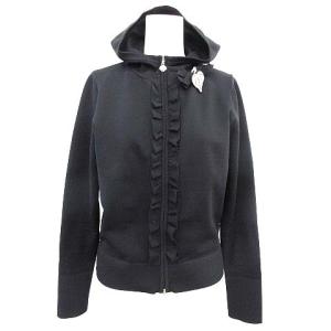 2020年 パーカー ストレッチ リブニット パール ピンバッジ フリル 38 M 黒 ブラック