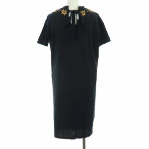 PRADA 2014年製 バックリボン半袖ワンピース XS ブラック