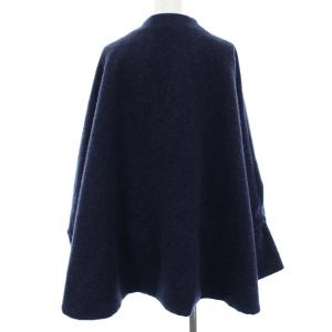 NEPENTHES ポンチョ コート ノーカラー アウター ウール 紺 ネイビー