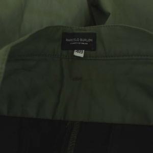 Marcelo Burlon テーパードパンツ PUコーティング リネン M カーキ