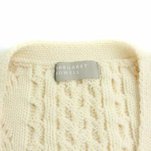 MARGARET HOWELL カーディガン ニット 長袖 ケーブル編み ウール 2 M ベージュ