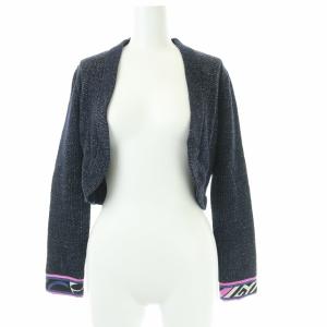 FASHION ニットカーディガン ボレロ トッパー ショート丈 長袖 36 S ネイビー