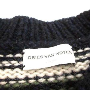 DRIES VAN NOTEN 20AW メリノウールニット チェック L ネイビー