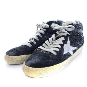 GOLDEN GOOSE MID STAR グリッター スニーカー シューズ ハイトップ スエード 36 23 黒 ブラック