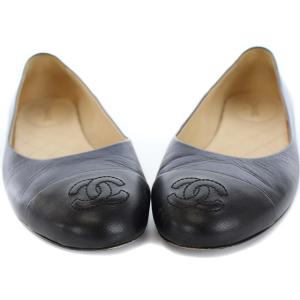 CHANEL パンプス ローヒール ココマーク ラウンドトゥ レザー ブラック
