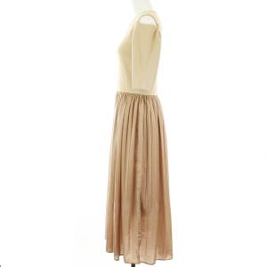 ELENDEEK 五分袖切替ロングニットワンピース ベージュ