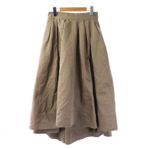 2018年 フレアスカート サーキュラスカート タック ロング マキシ丈 リネン混 1 S ブラウン