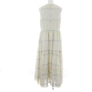 CELFORD ロングワンピース ノースリーブ 柄 ラメ 36 ベージュ グリーン