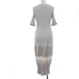 Mame Kurogouchi 日本製 19SS ワンピース ロング 五分袖 ラメ 2 L パープル ホワイト