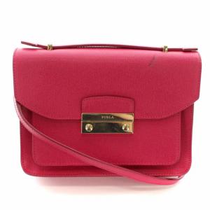 メトロポリス ショルダーバッグ フラップ ポシェット レザー ピンク