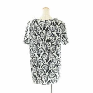 PRADA カットソー Tシャツ Uネック 半袖 総柄 S ホワイト ブラック