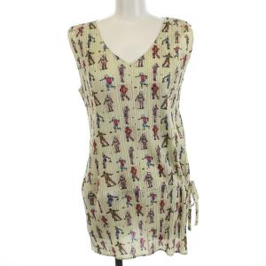 イッセイミヤケ 総柄ノースリーブチュニック 3 グリーン