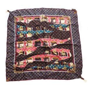 モノグラム ウォールペーパー ストール スカーフ シルク ブラウン M75067