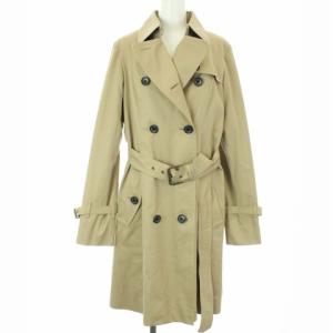 17AW トレンチコート ロング 裏地チェック柄 ライナー ベルト付き ウール 42 ベージュ