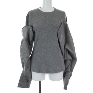 20SS Ruched ツイステッドスリーブプルオーバー ニット 長袖 コットン カシミヤ 38 M グレー