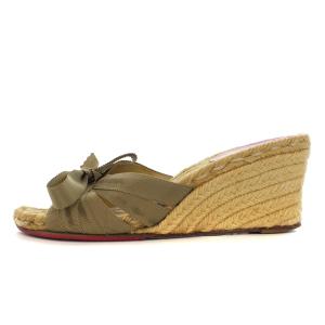 Christian Louboutin サンダル ウェッジソール リボン 39 ブラウン
