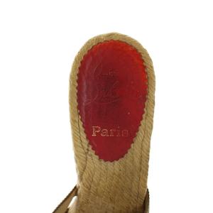 Christian Louboutin サンダル ウェッジソール リボン 39 ブラウン