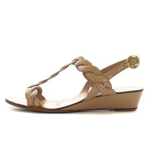 PRADA ストラップエナメルサンダル 39 ベージュ