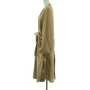 ENFOLD 19SS paper Linen ノーカラーコート ガウンコート 36 S ベージュ