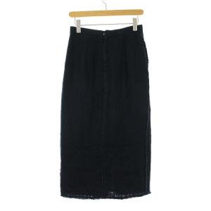 AURALEE 20SS LINEN DOUBLE FACE FRINGE SKIRT 1 ネイビー