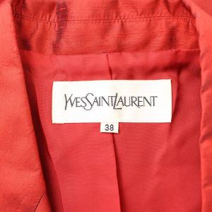 YVES SAINT LAURENT ヴィンテージ テーラードジャケット シングル シルク 38 M レッド