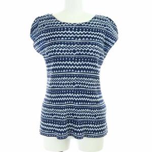 イッセイミヤケ 半袖総柄カットソーブラウス 3 ネイビー