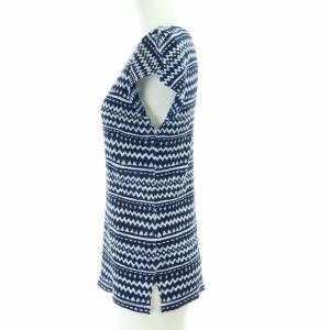 PLEATS PLEASE ISSEY MIYAKE イッセイミヤケ 半袖総柄カットソーブラウス 3 ネイビー