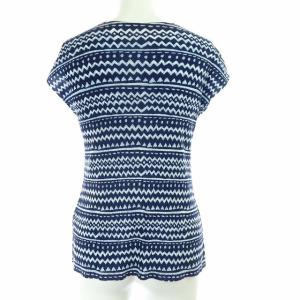 PLEATS PLEASE ISSEY MIYAKE イッセイミヤケ 半袖総柄カットソーブラウス 3 ネイビー