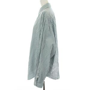 Shinzone DADDY SHIRT ダディーシャツ ストライプビックシャツ ボタンダウン オーバーサイズ 長袖 F 緑 グリーン 白 ホワイト