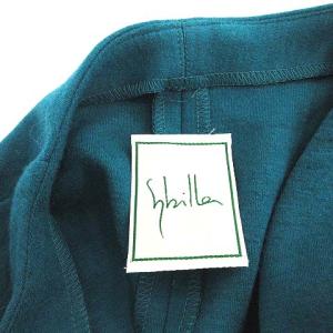 SYBILLA ワンピース ロング 長袖 ウール パフスリーブ ジップアップ M グリーン 緑