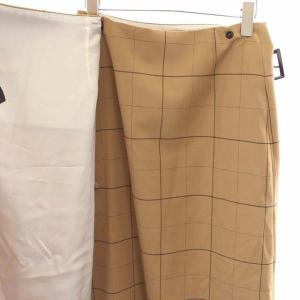 Needles ラップ スカート ロング マキシ チェック ベルト 1 S ライトブラウン 黒