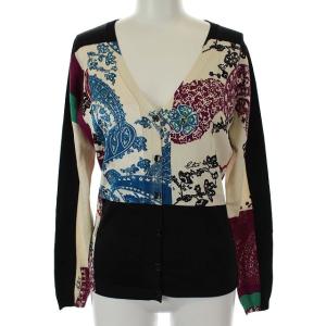 Vネック総柄ニットカーディガン 40 ブラック
