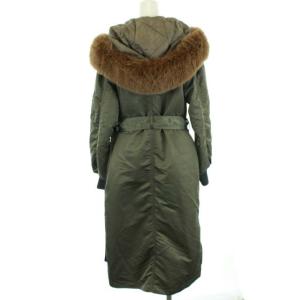 Grace Class フーディコート ミリタリーコート ロング ミドル丈 中綿 フォックスファー 36 S カーキ 茶 ブラウン