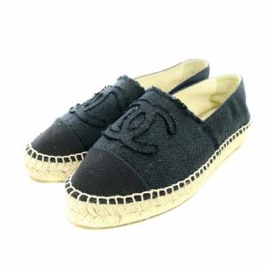 G29762 エスパドリーユ フラットシューズ スリッポン ココマーク 36 23cm ブラック 