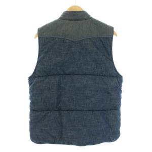 桃太郎ジーンズ MOMOTARO JEANS 中綿ベスト シャンブレー 切替 40 L ブルー グレー