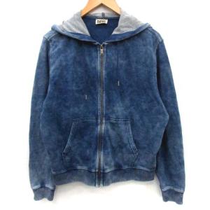 ヴィンテージ加工ジップアップパーカー ブルー