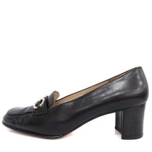 Salvatore Ferragamo ガンチーニレザーパンプス 6.5 ブラック