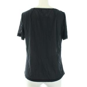 CHANEL 14SS シアーカットソー 半袖 ココマーク フェイクパール 34 ブラック