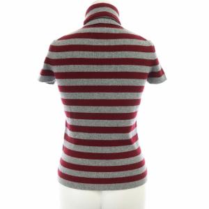 CHANEL 07A ヴィンテージ タートルネック ニット ボーダー カシミヤ イタリア製 34 グレー レッド