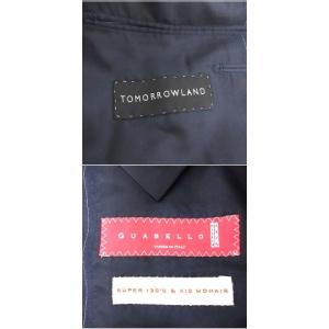 TOMORROWLAND スーツ GUABELLO super130's モヘヤ混 セットアップ ストライプ ジャケット パンツ 46 M ネイビー