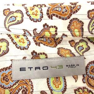 ETRO シャツ ペイズリー柄 長袖 43 M ベージュ 茶 ブラウン