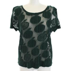 イッセイミヤケ 半袖総柄プリーツTシャツ 3 モスグリーン