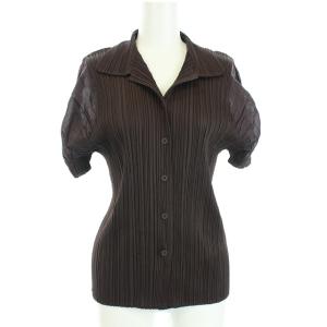 PLEATS PLEASE ISSEY MIYAKE イッセイミヤケ プリーツ セットアップ シャツ 半袖 スカート  3 4 ブラウン