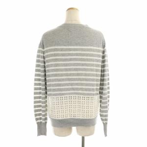 sacai luck 15SS レース切替ボーダーニットカーディガン 2 グレー