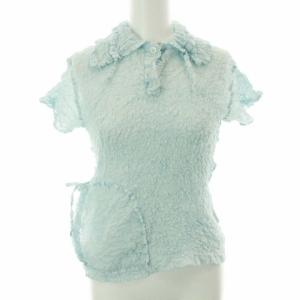 プルオーバーリボンブラウス ライトブルー